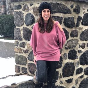 Dusty Pink One Shoulder Sweater